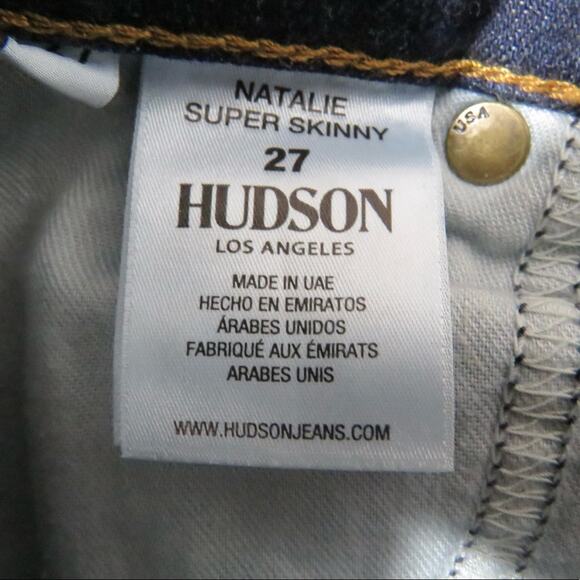 Hudson Jeans Natalie Super Skinny Jeans Dark Wash Mid Rise Designer Jeans 27 - Picture 5 of 9